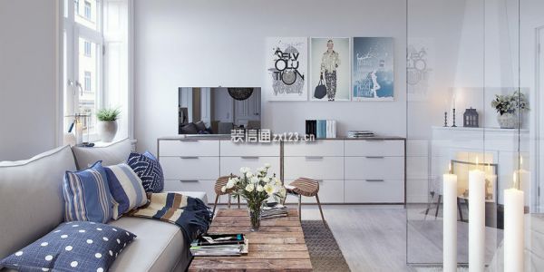 鸿通·白马之光极简风格56平米一居室装修效果图案例