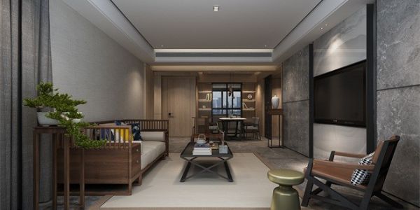兴港花园新中式风格130平米三居室装修案例
