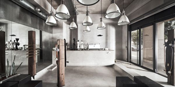 滑板主题概念咖啡店100平米工业风格装修案例