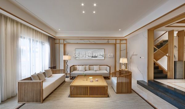 新中式别墅客厅设计效果图