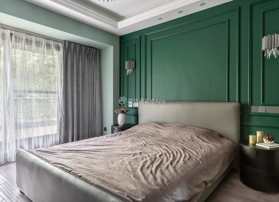 130平米卧室绿色背景墙装修效果图赏析