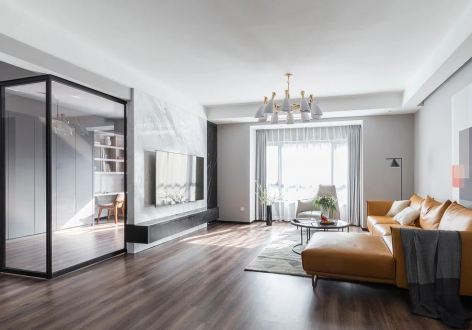 青山翠谷现代风格135平米二二居室装修效果图案例