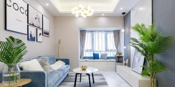 融创·蓝天壹號现代风格110平米三居室装修效果图案例