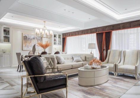 海伦堡·半山樾美式风格140平米三居室装修效果图案例