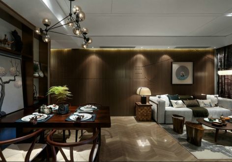 圣城牡丹苑129平米中式风格三居室装修案例