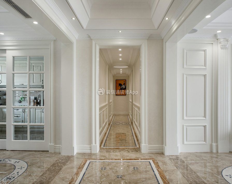 140平方美式风格室内走廊装修效果图