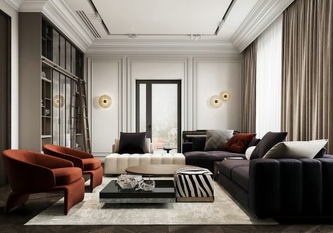 保利时代99平米现代轻奢风格三居室装修案例