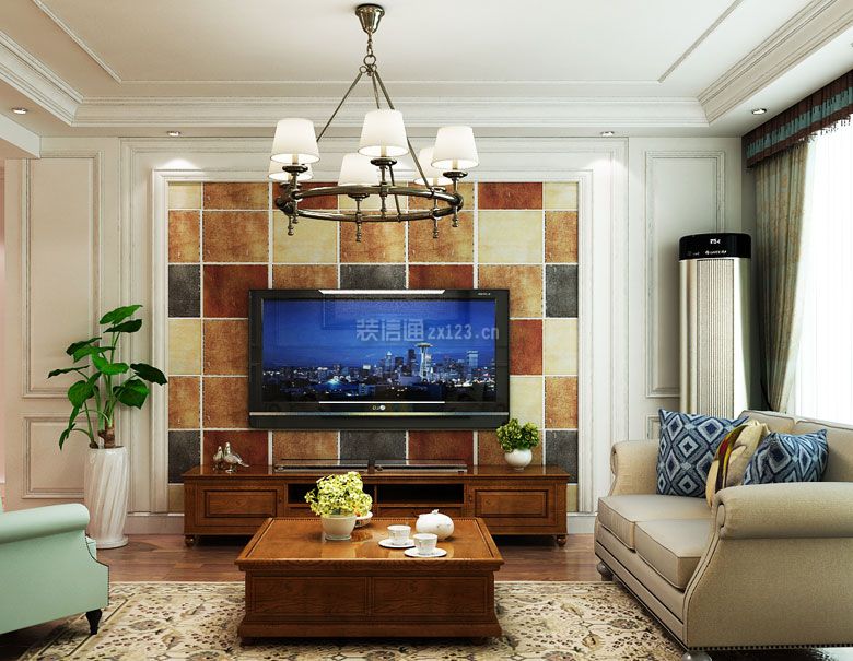  美式电视墙装饰效果图 美式电视墙装修效果图