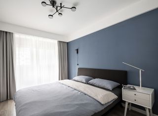 80平米卧室蓝色背景墙装修效果图