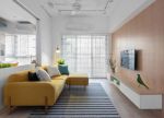 80平米客厅黄色布艺沙发装修效果图