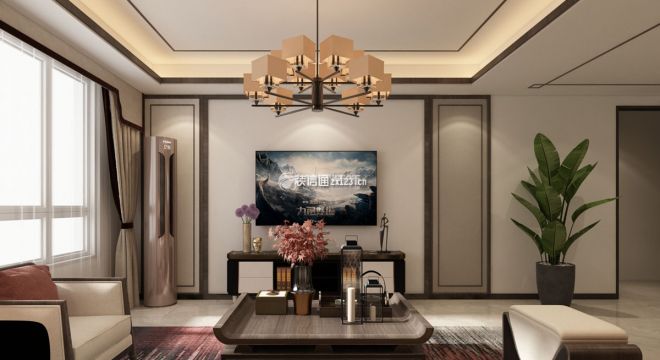 金地樾檀山137㎡新中式风格四室两厅装修效果图