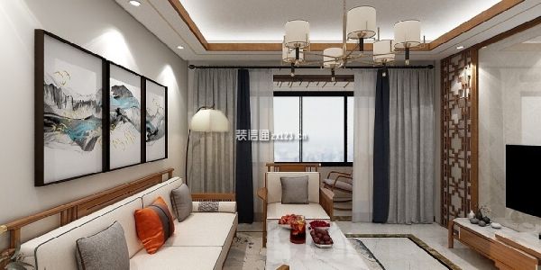 美锦文景苑130平米新中式风格三居室装修案例