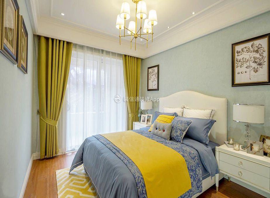 昆明150平米卧室纯色窗帘装修效果图