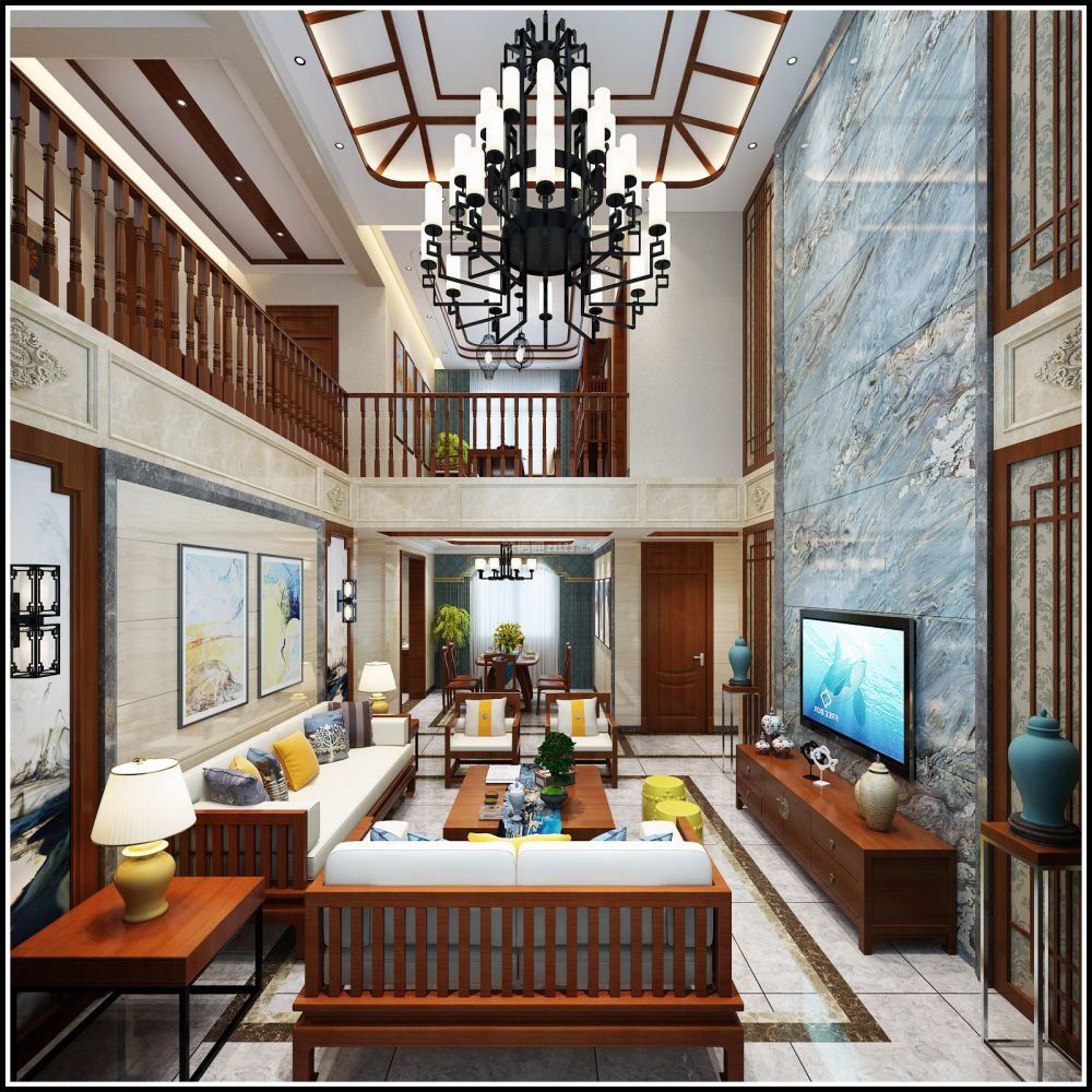 新中式风格客厅设计 新中式风格客厅吊顶效果图