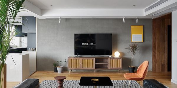 达鑫江滨新城127平米三居室现代轻奢风格装修案例