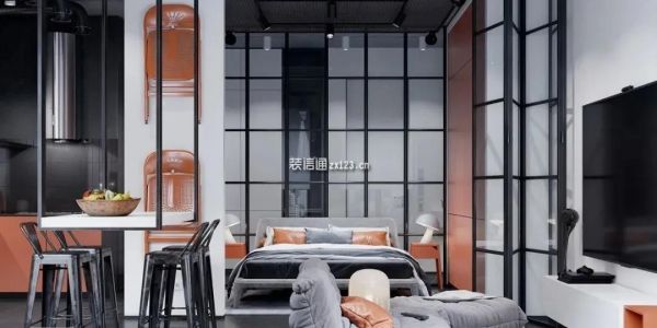 单身公寓　美式风格50㎡设计方案