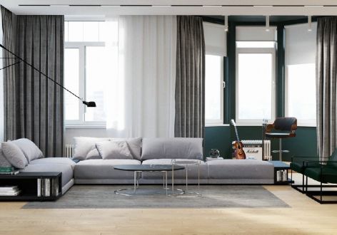 碧桂园·天樾现代风格100平米三居室装修效果图案例