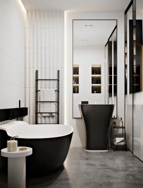 卫生间浴缸设计图片 黑白卫生间效果图