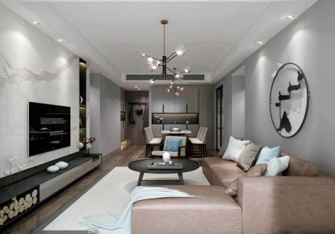 万裕润园新中式风格93平米二居室装修案例