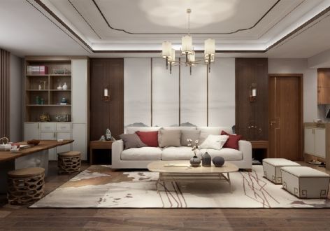 亿达新世界120平方三居室中式风格装修案例