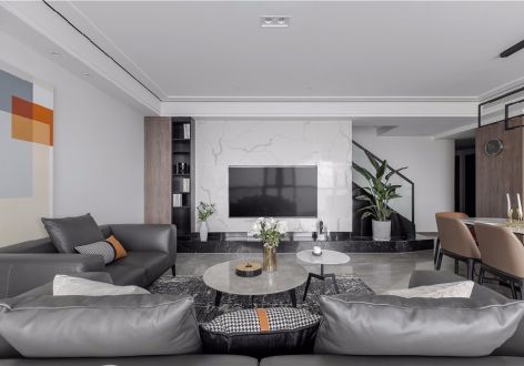 荣和大地160平米四居室现代风格装修案例 (1)