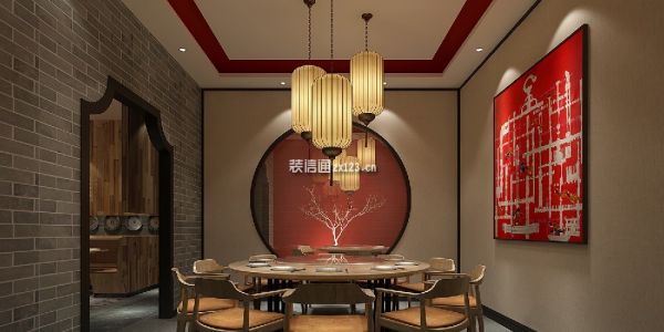 传统川菜馆中式风格280㎡设计方案