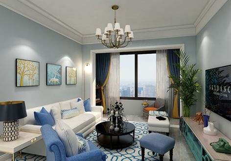 九龙明珠地中海风格95平米三居室装修效果图案例
