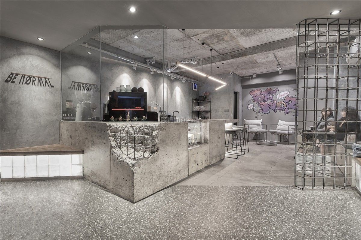 重庆锈色咖啡厅工业风格60平米装修效果图案例