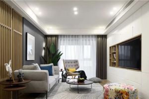 [北京百风装饰]112㎡三居室现代风格装修，客厅明亮有质感！