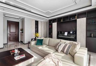 现代简约四居室客厅转角沙发装修效果图片
