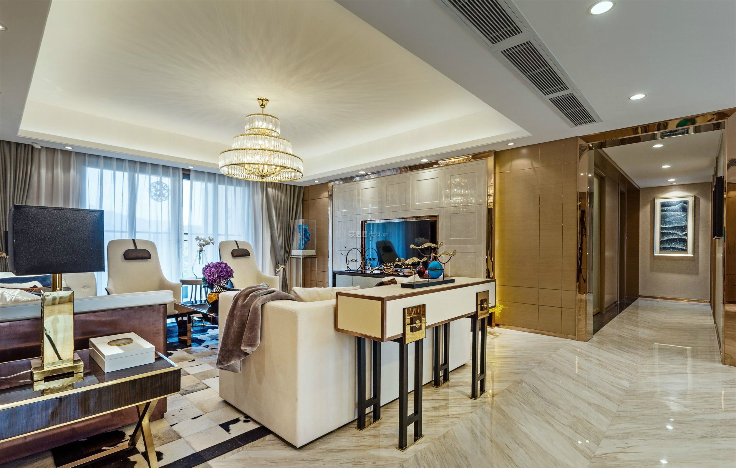 万科金域华府86平三房后现代装修效果案例