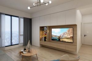 [济南城市人家装饰]客厅一整面墙电视柜设计，增加几倍收纳空间