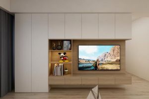 [济南城市人家装饰]客厅一整面墙电视柜设计，增加几倍收纳空间