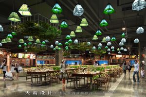 天霸设计的浙江美食广场设计方案可提供美食广场吸引力