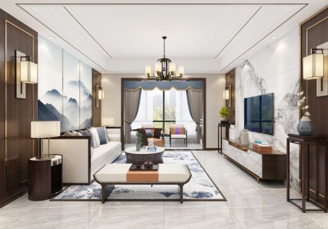 香山丽景新中式风格137平米三居室装修案例