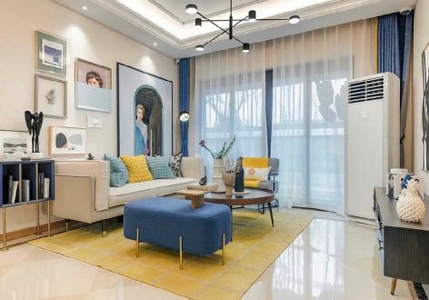 美航康悦城现代风格86平米二居室装修效果图案例