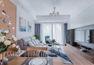 招商马尔贝拉北欧风格98平米二居室装修效果图案例