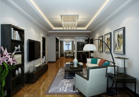嘉禾公寓新中式风格114平米三居室装修案例
