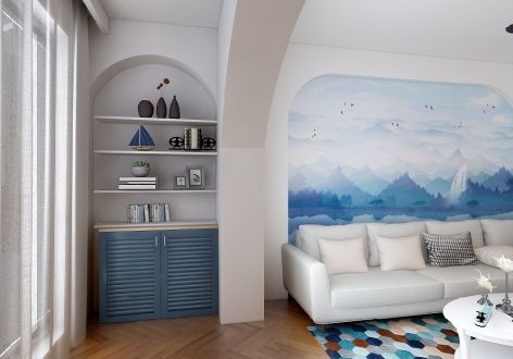 新星艾维尼86平米二居室地中海风格装修案例