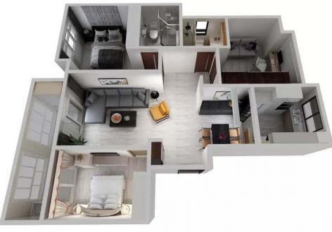 凤凰城三居室127平米现代简约风格装修案例