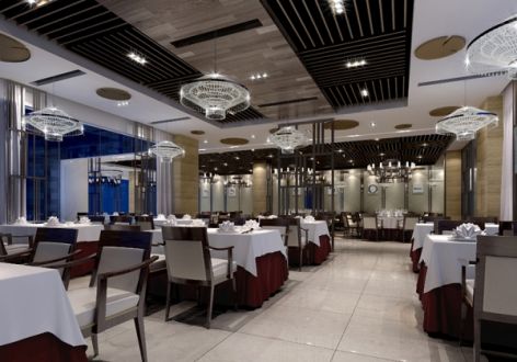 川香楼餐厅新中式风格370平米装修效果图案例