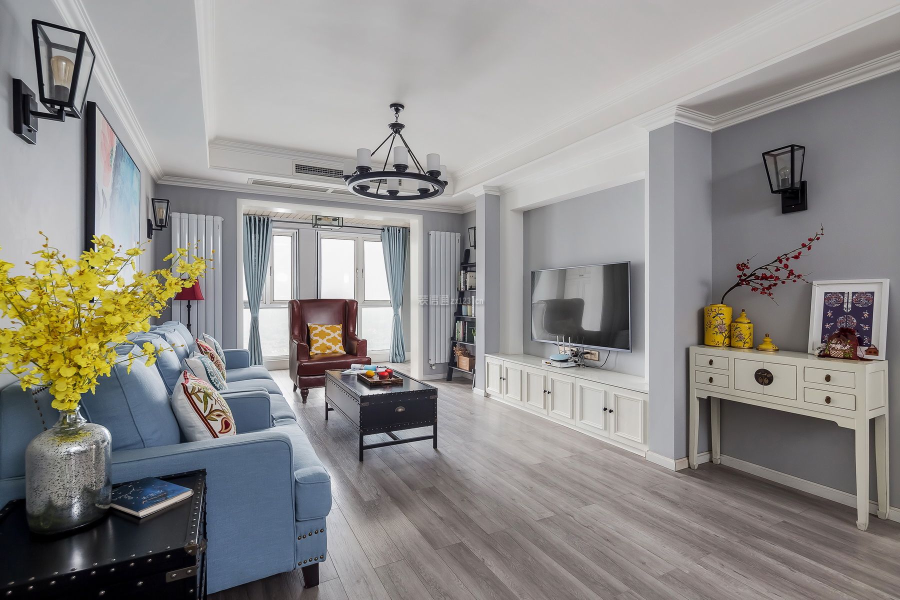 中国会馆简美风格124平米三室两厅装修案例