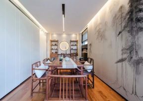 新中式风格茶室背景墙装修效果图