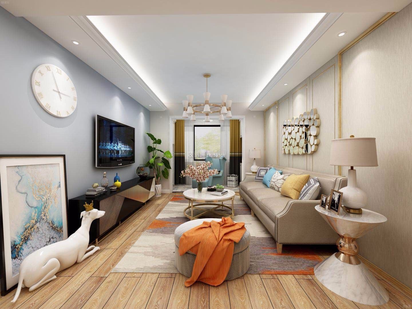 奥山府九重锦轻奢风格106平米三室两厅装修案例