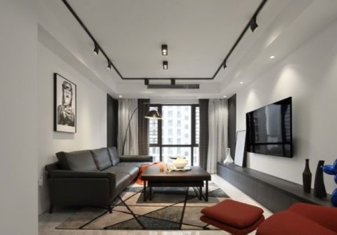 首钢铂鹭风华现代风格130平米三居室装修设计案例