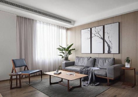 金楠缤纷新中式风格127平米三居室装修案例
