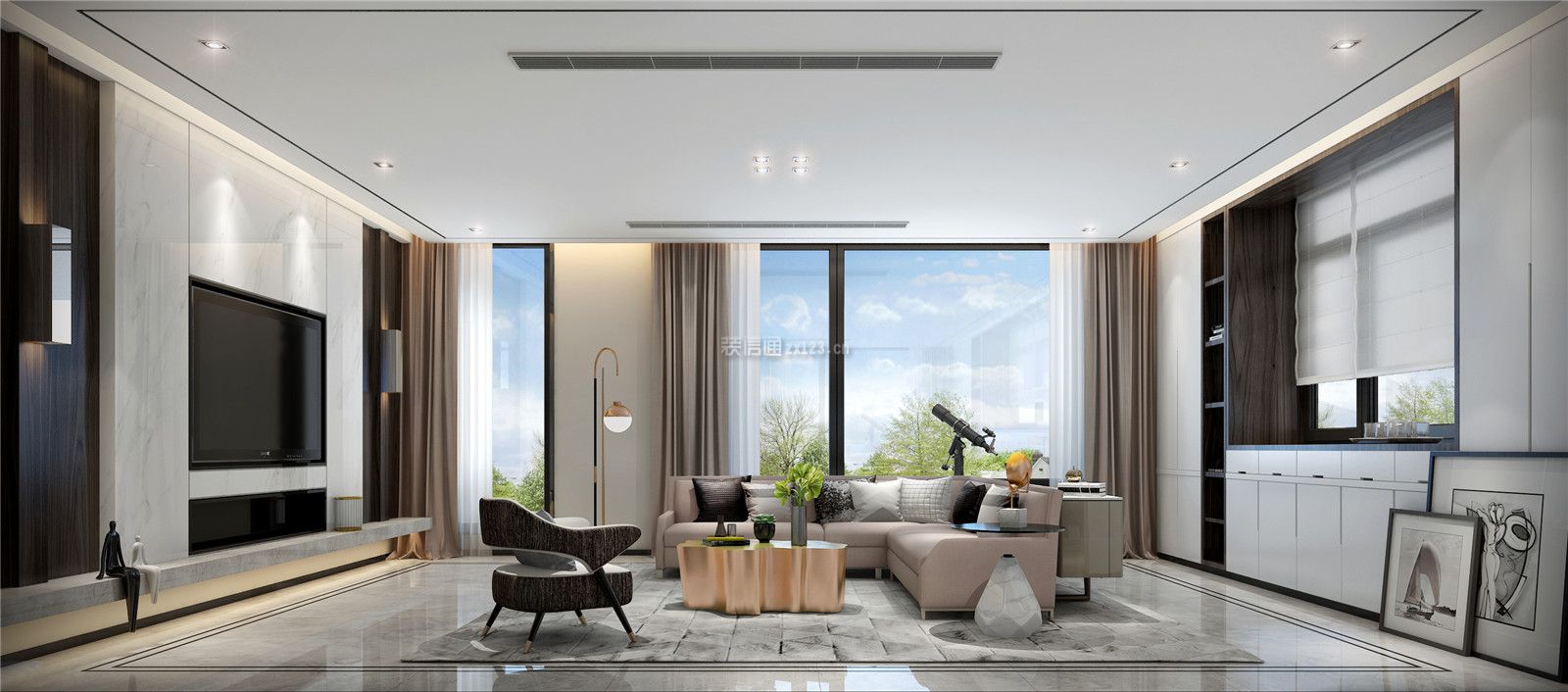 蜀郡别墅320平现代简约装修案例