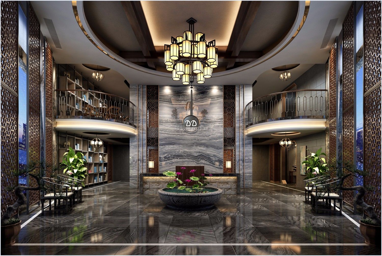 珠海酒店新中式风格5000平米设计方案 酒店大厅装修设计效果图