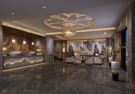商务酒店1500平米新中式风格装修案例