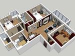 宁康小区130㎡公寓房新中式风格装修案例